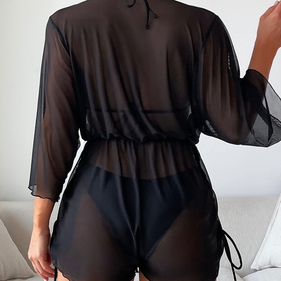 Bohemian Black Cheeky Bottom Bikini Cover up Swim Set - Picture 2 of 6